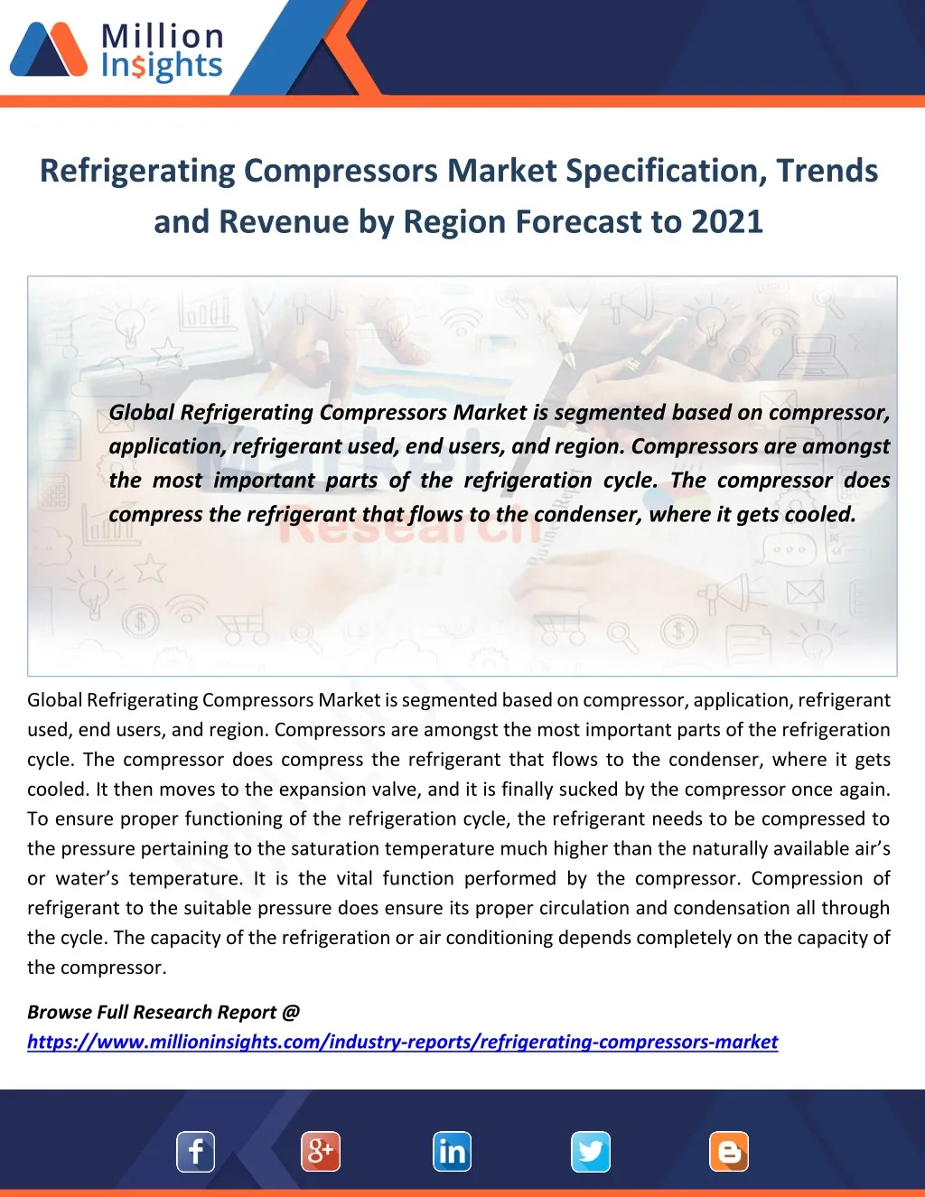 refrigerating compressors market specification