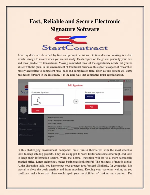 Fast, Reliable and Secure Electronic Signature Software