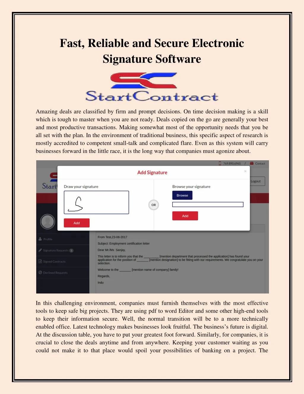 fast reliable and secure electronic signature