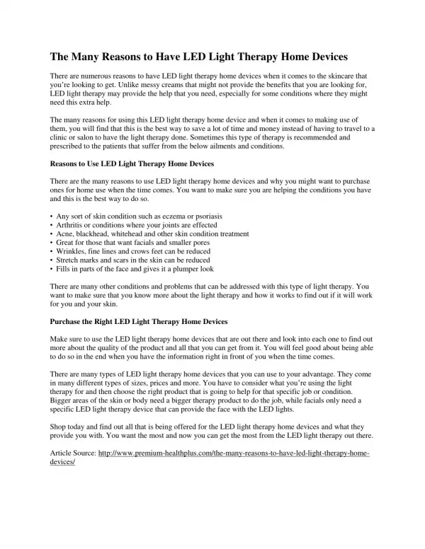 the many reasons to have led light therapy home