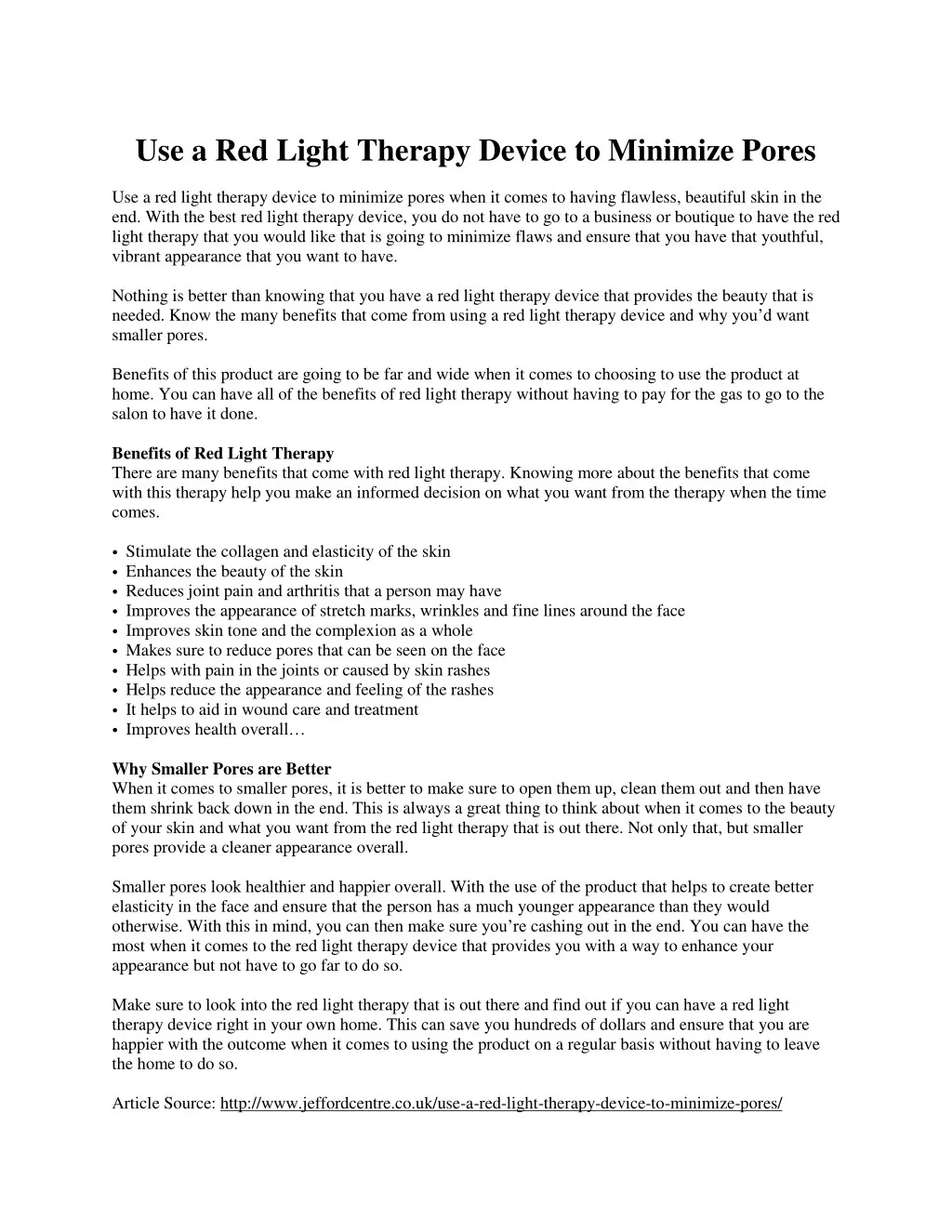use a red light therapy device to minimize pores