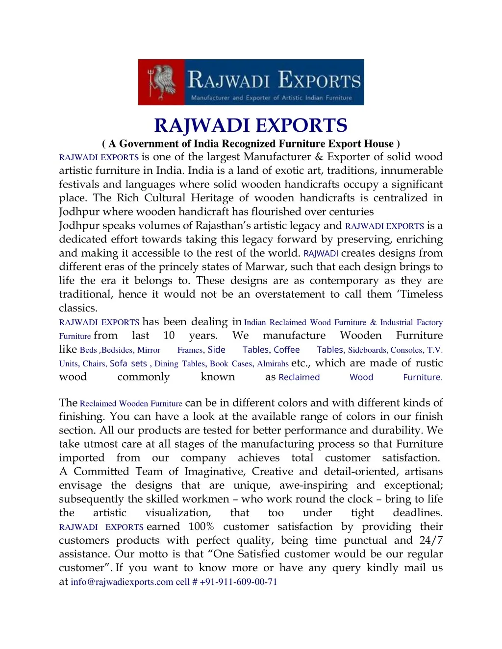 rajwadi exports a government of india recognized