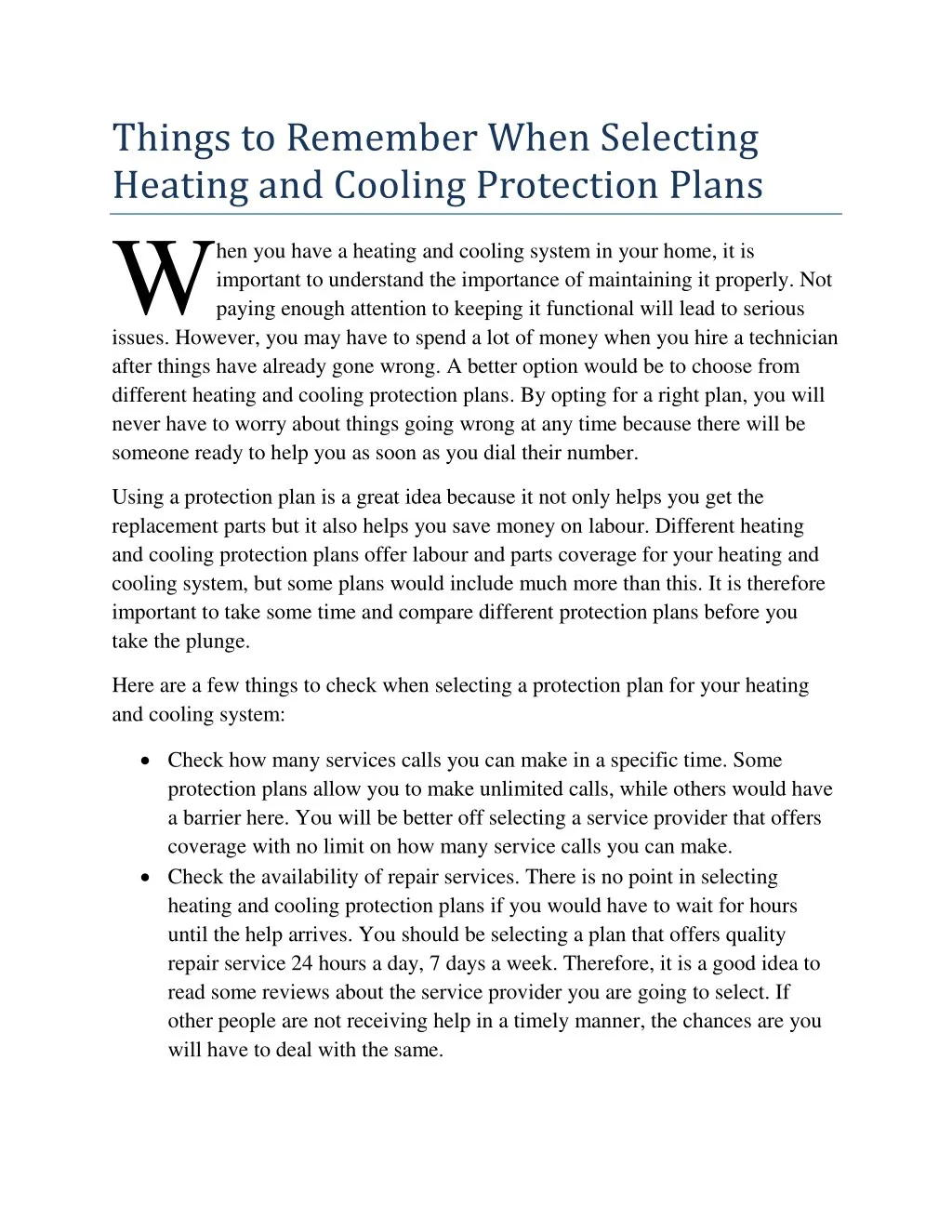 things to remember when selecting heating