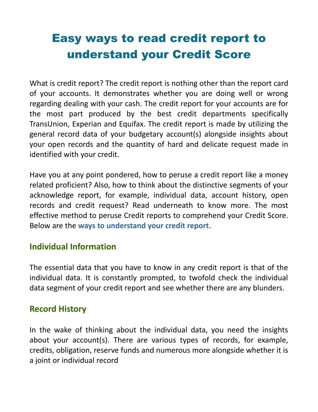 easy ways to read credit report to understand