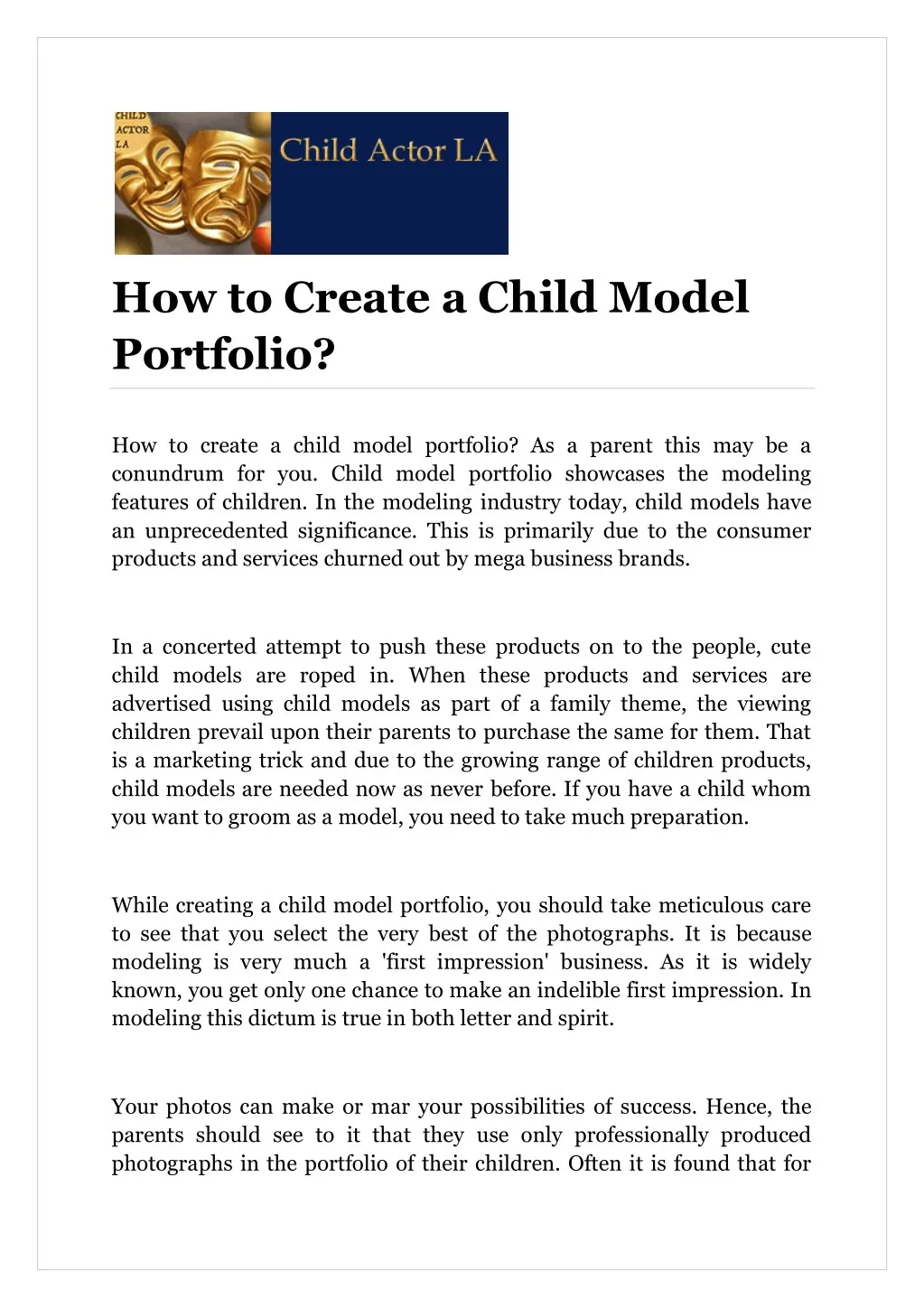 how to create a child model portfolio