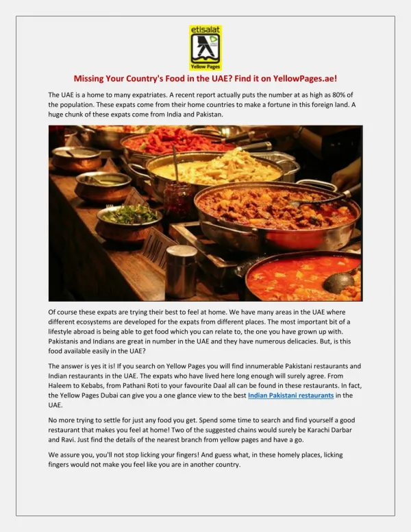 Missing Your Country's Food in the UAE? Find it on YellowPages.ae!