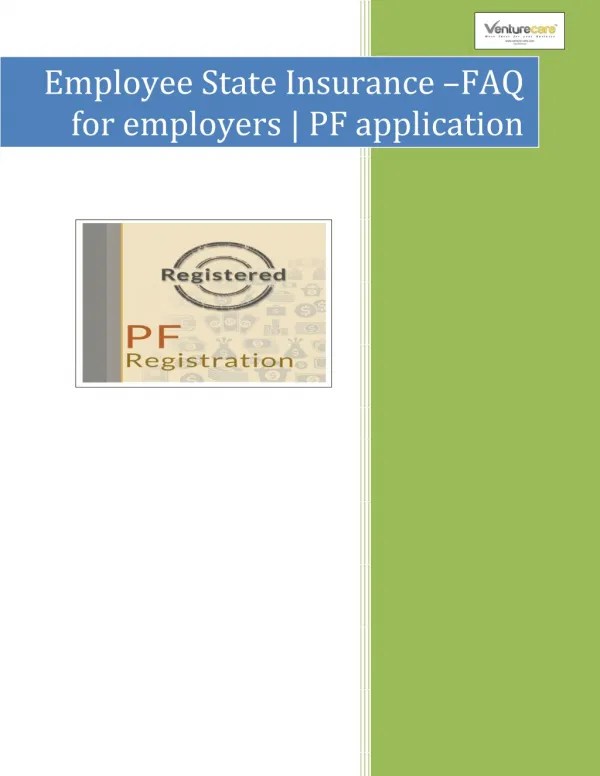 Venture Care - Employee State Insurance –FAQ for employers | pf application