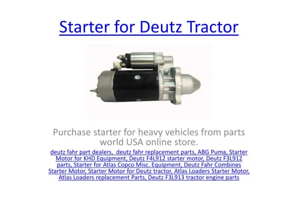 Starter Motor for KDH Tractors