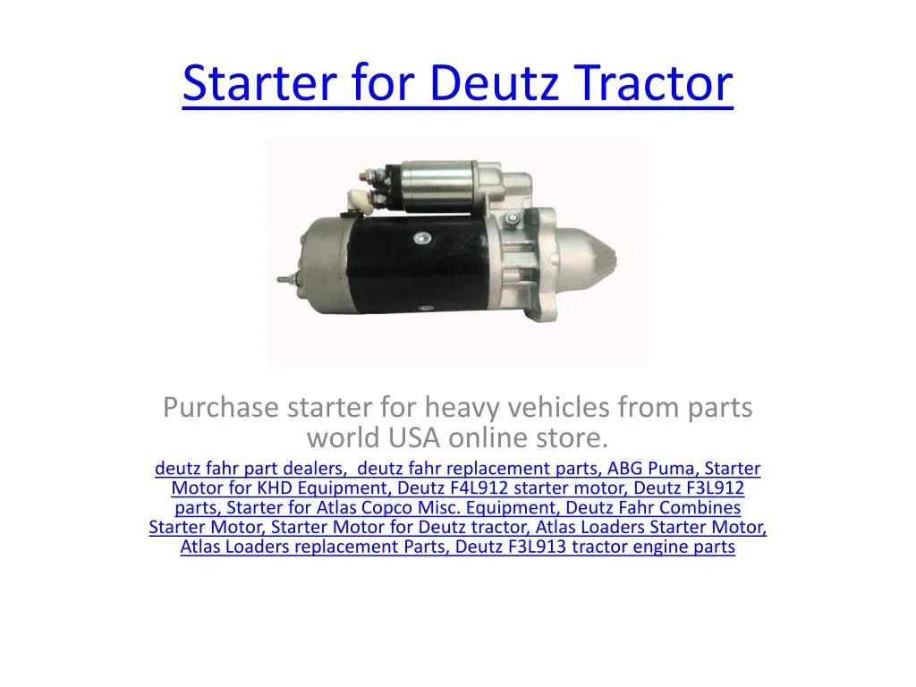 starter for deutz tractor
