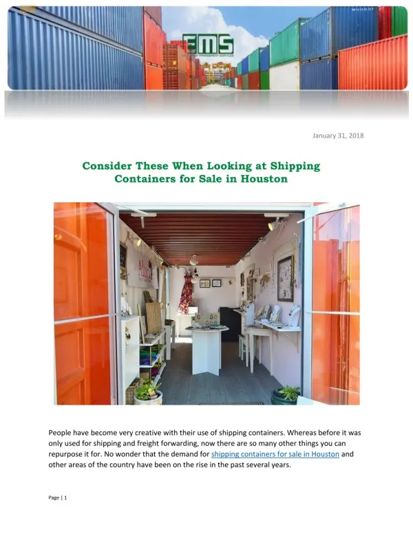 Consider These When Looking at Shipping Containers for Sale in Houston