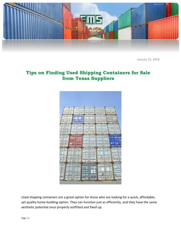 Tips on Finding Used Shipping Containers for Sale from Texas Suppliers