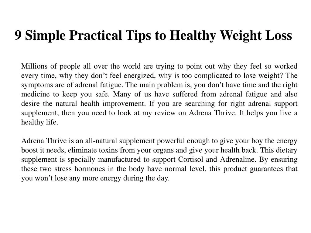 9 simple practical tips to healthy weight loss