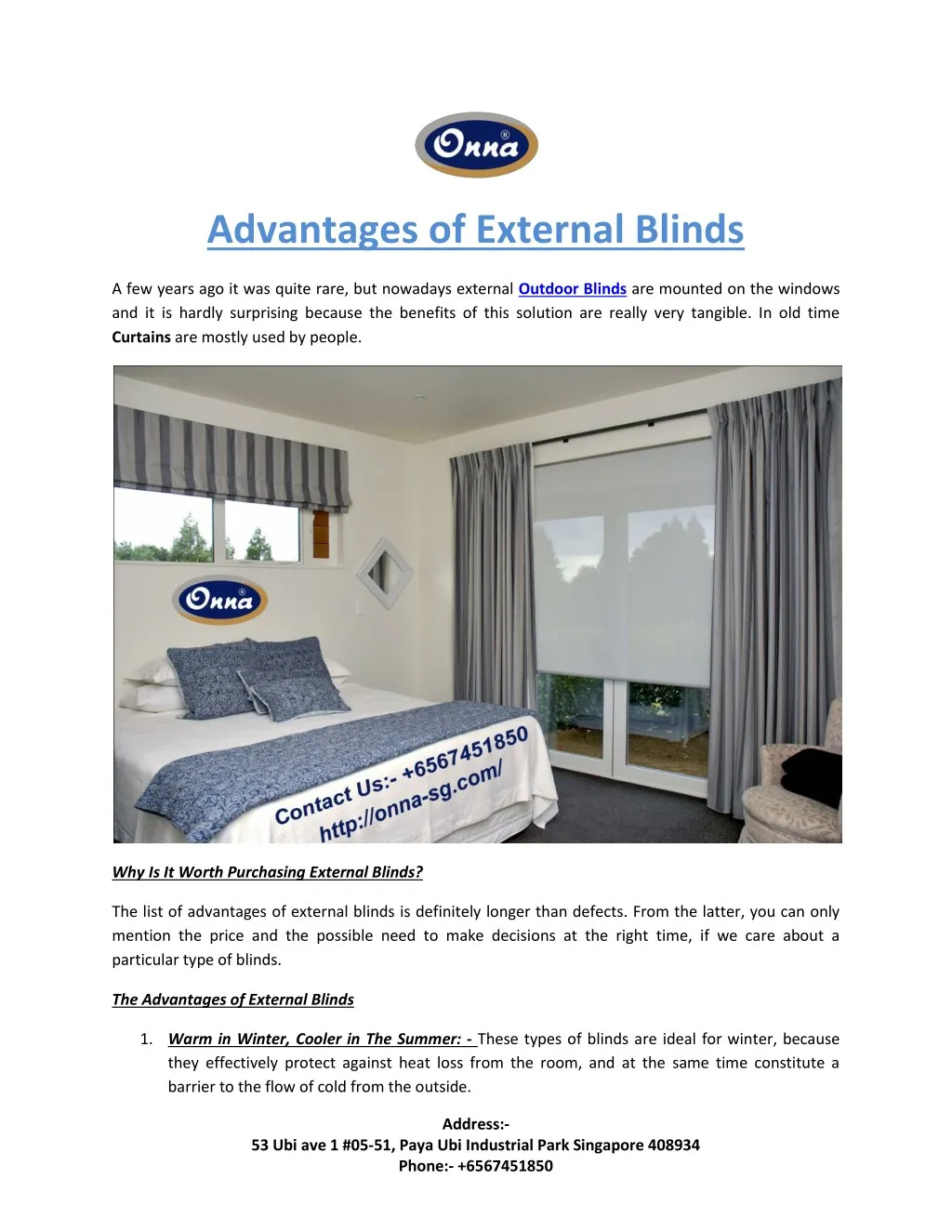 advantages of external blinds