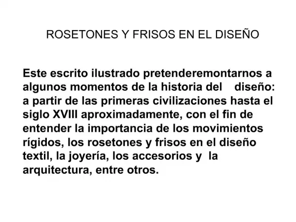 ROSETONES Y FRISOS EN EL DISE O