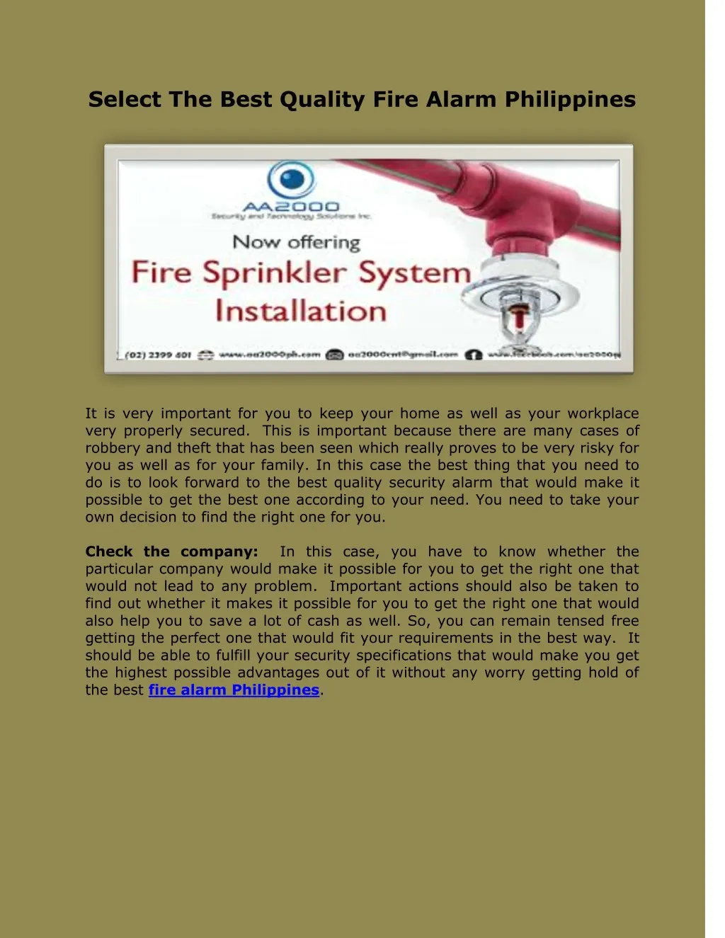 select the best quality fire alarm philippines