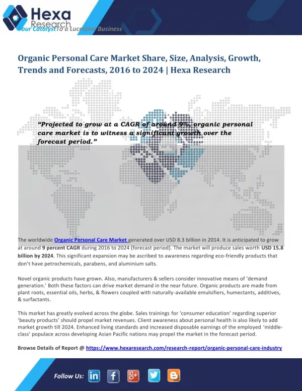 Organic Personal Care Industry Research Report