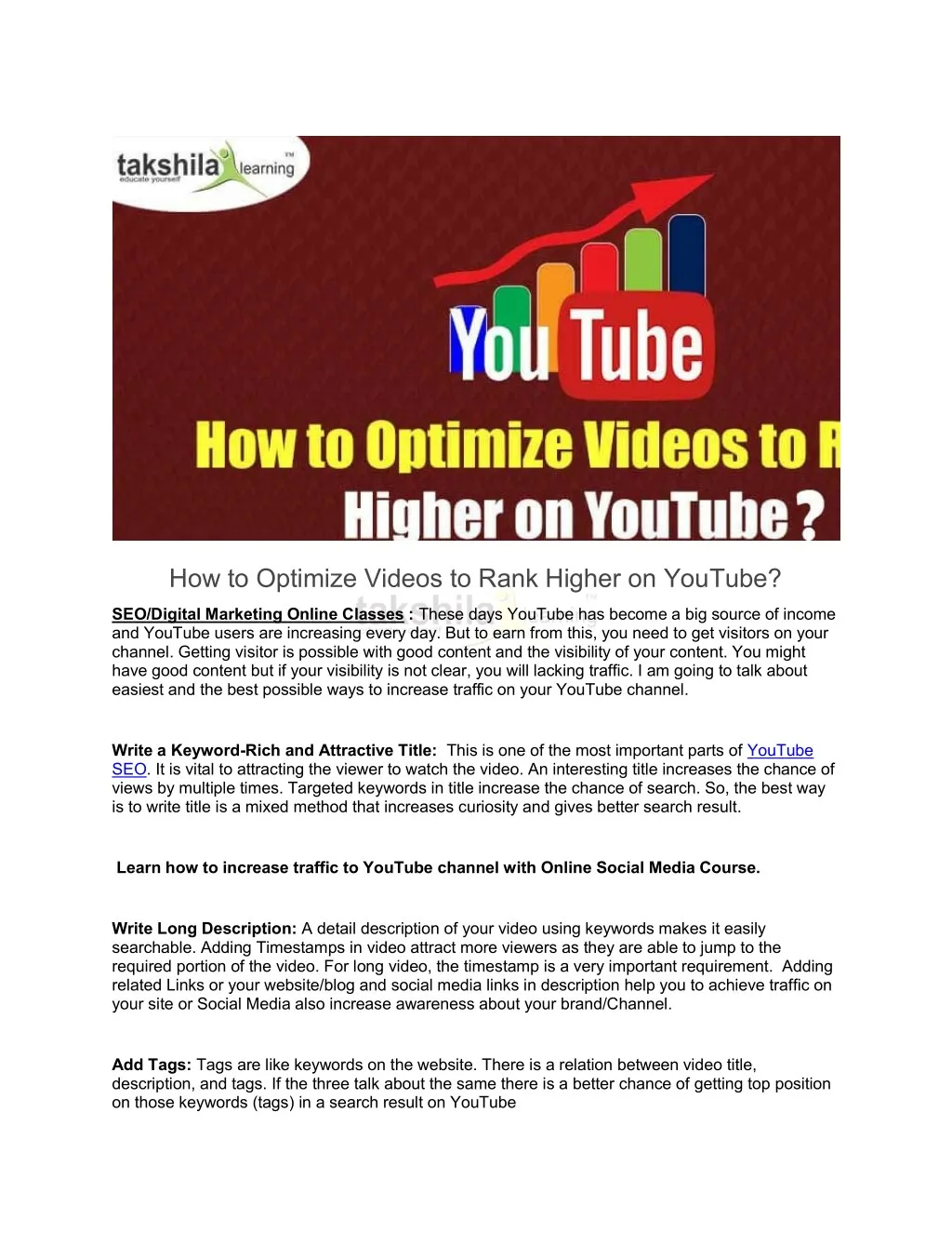how to optimize videos to rank higher on youtube