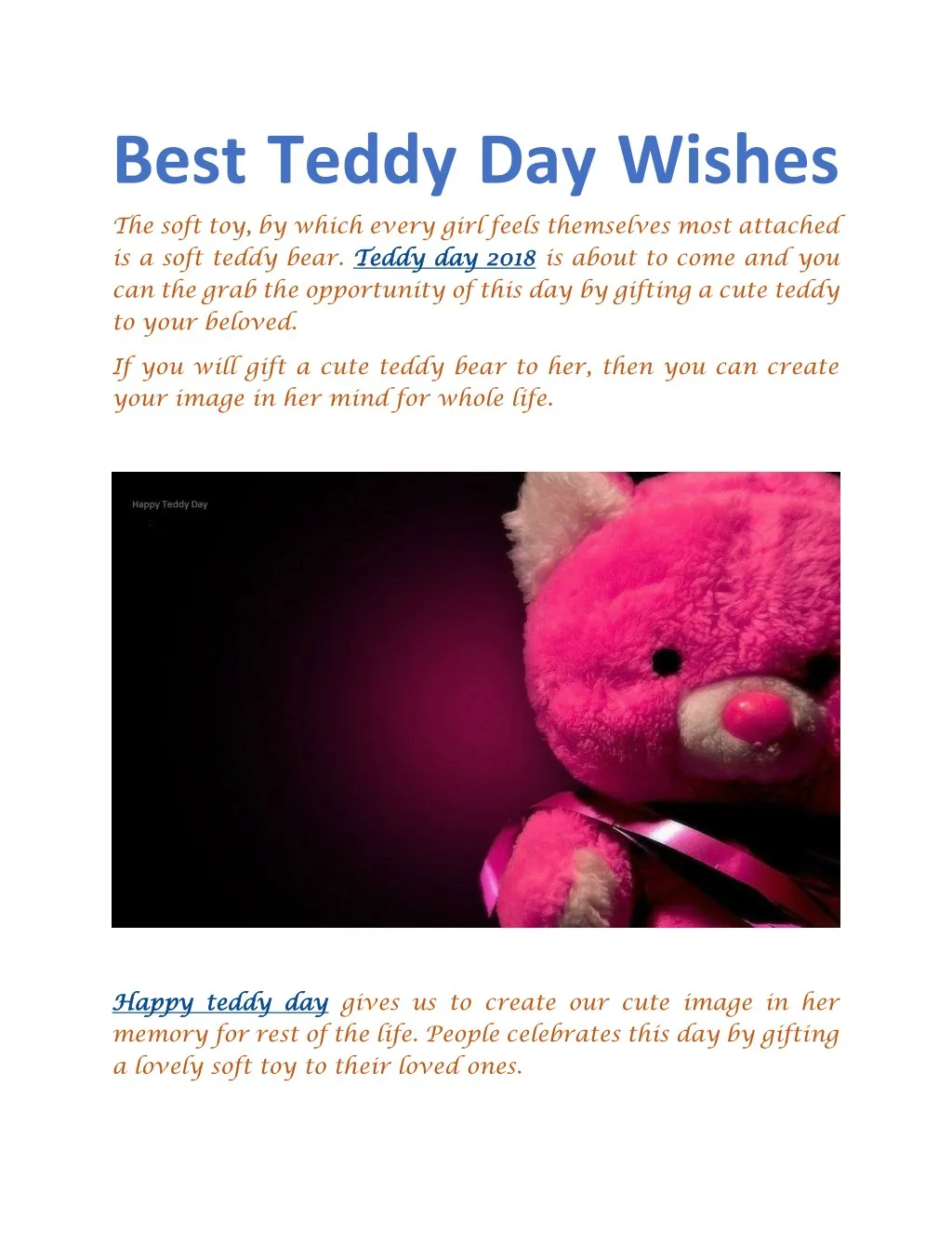 best teddy day wishes the soft toy by which every