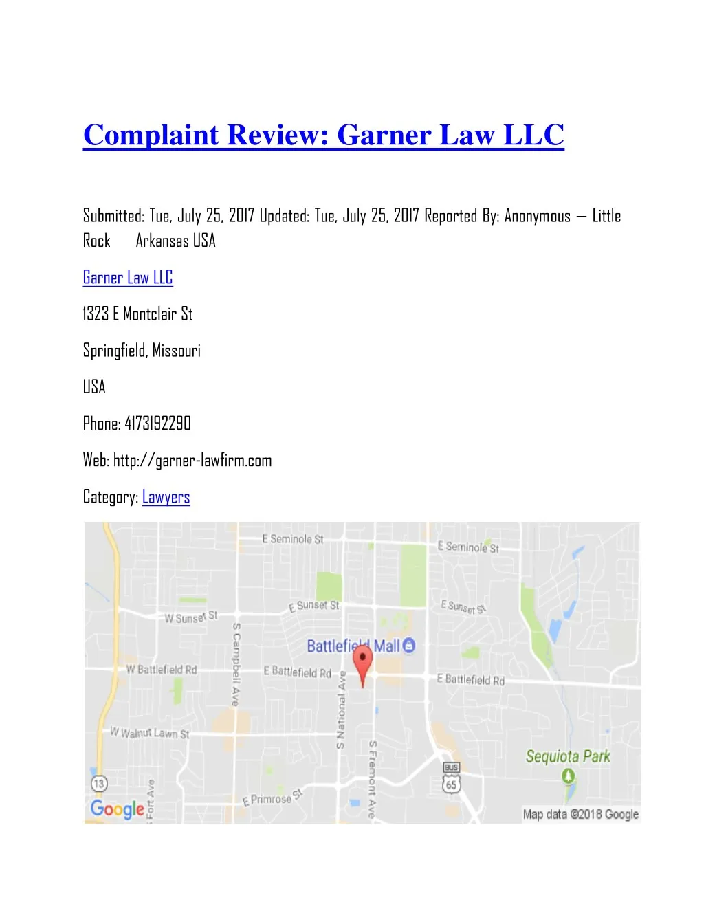 complaint review garner law llc