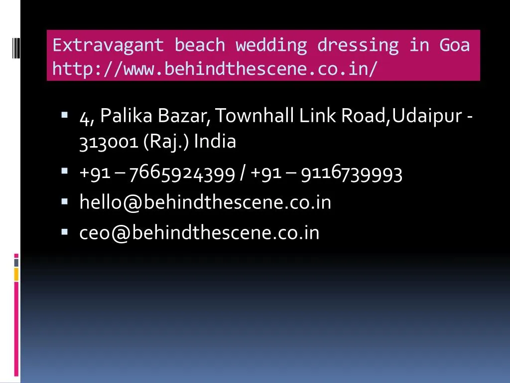 extravagant beach wedding dressing in goa http www behindthescene co in