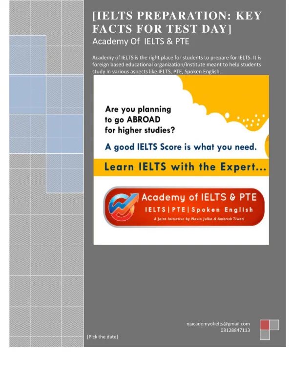 IELTS Preparation : Key Facts For Test Day