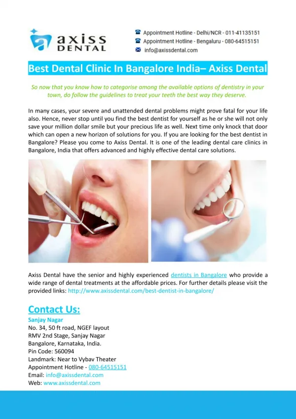 Best Dentist in Bangalore- Dental Clinic in Bangalore