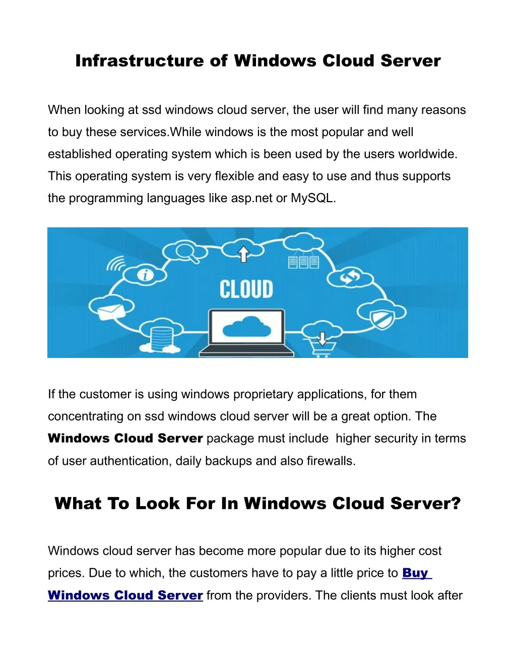 infrastructure of windows cloud server