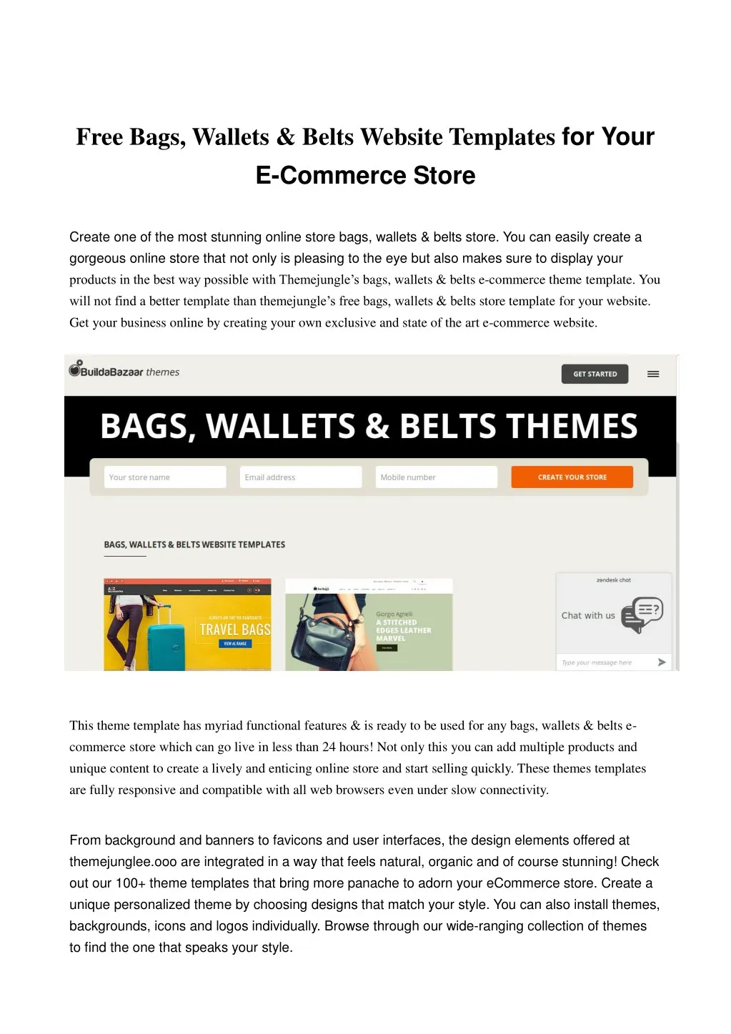 free bags wallets belts website templates