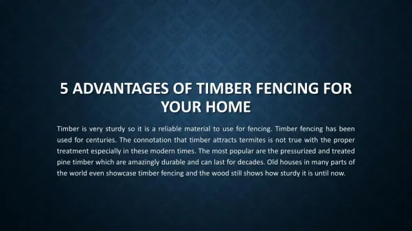 5 advantages of timber fencing for your home