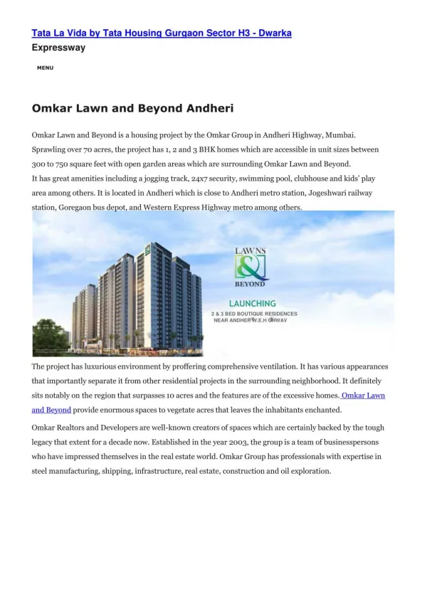 Omkar Lawn and Beyond Mumbai
