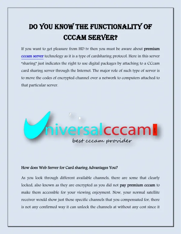 Do You Know the Functionality of CCCam server