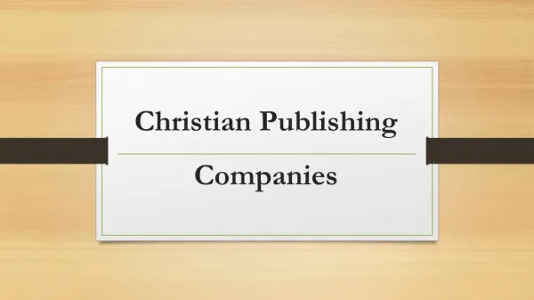 Christian Publishing Companies