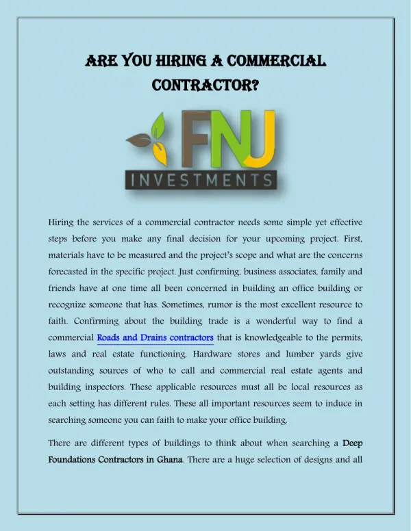Are You Hiring a Commercial Contractor
