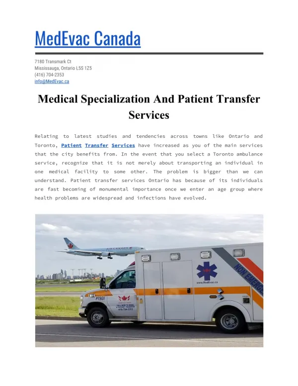 Medical Transportation Ontario