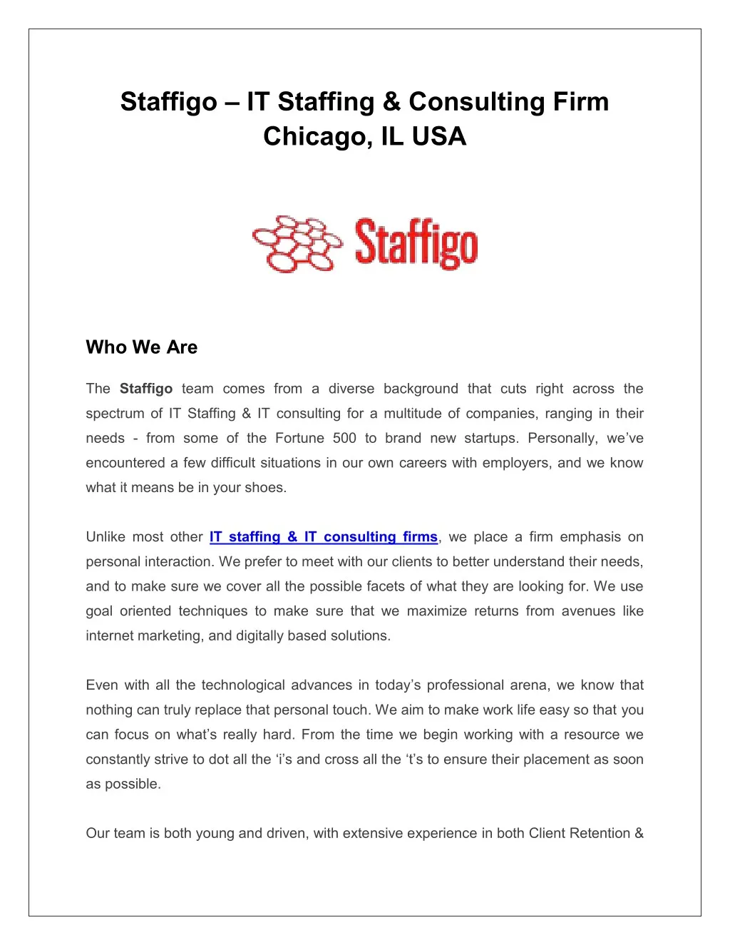 staffigo it staffing consulting firm chicago