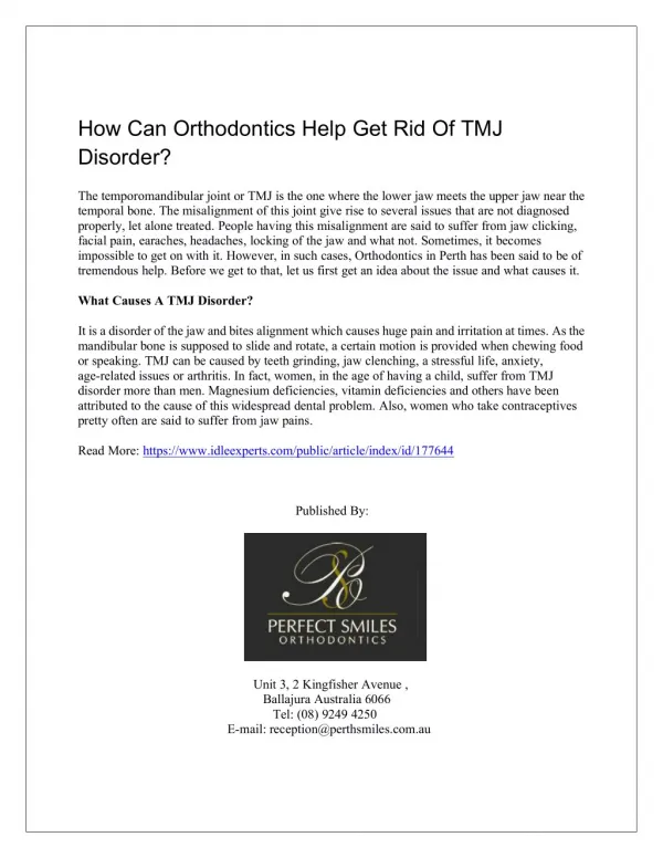 How Can Orthodontics Help Get Rid Of TMJ Disorder?