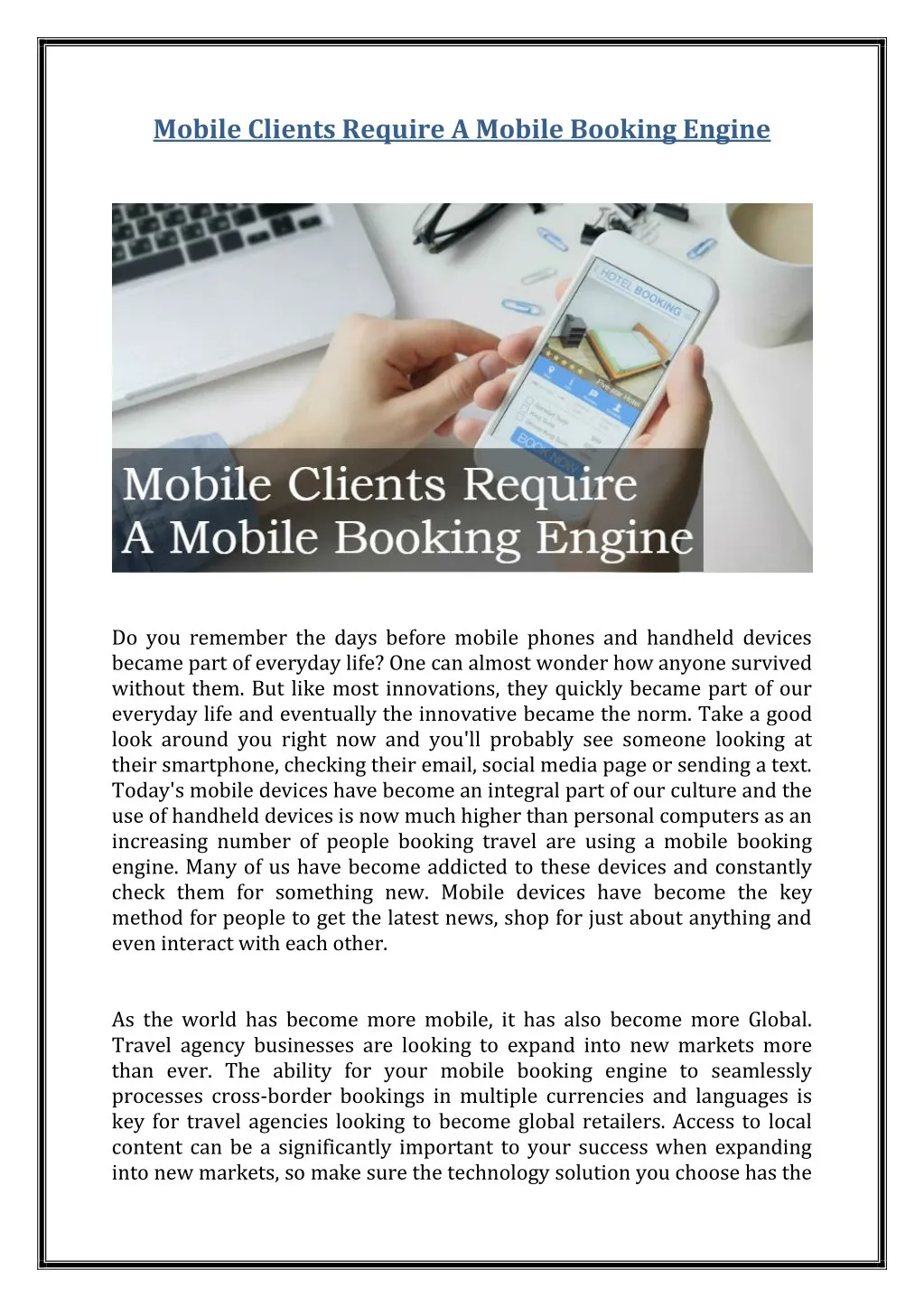mobile clients require a mobile booking engine