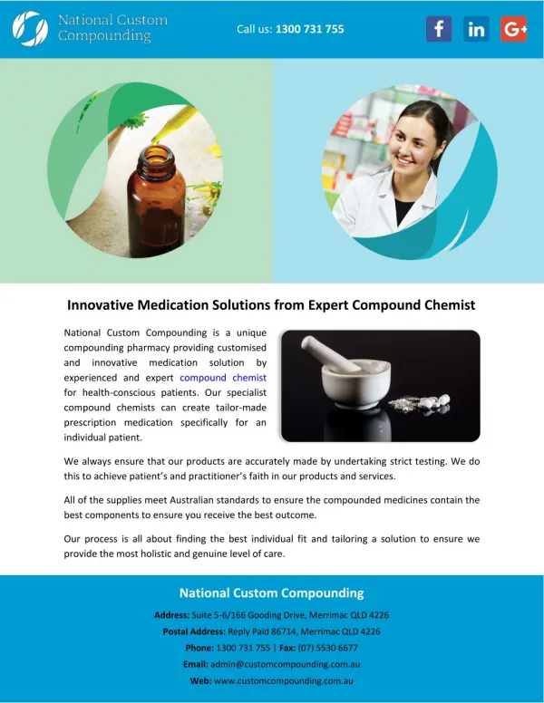 Innovative Medication Solutions from Expert Compound Chemist