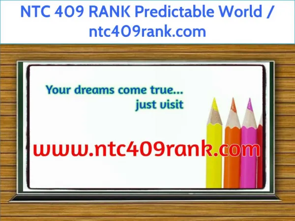 NTC 409 RANK Predictable World / ntc409rank.com