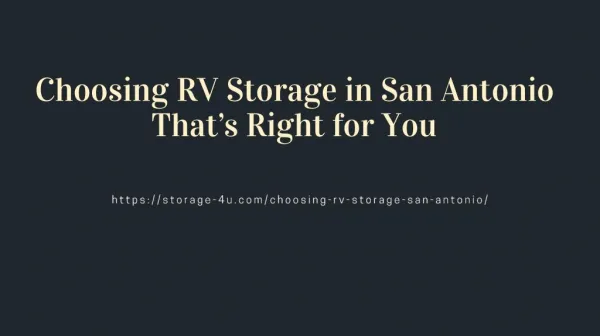 RV Storage in San Antonio That’s Right for You