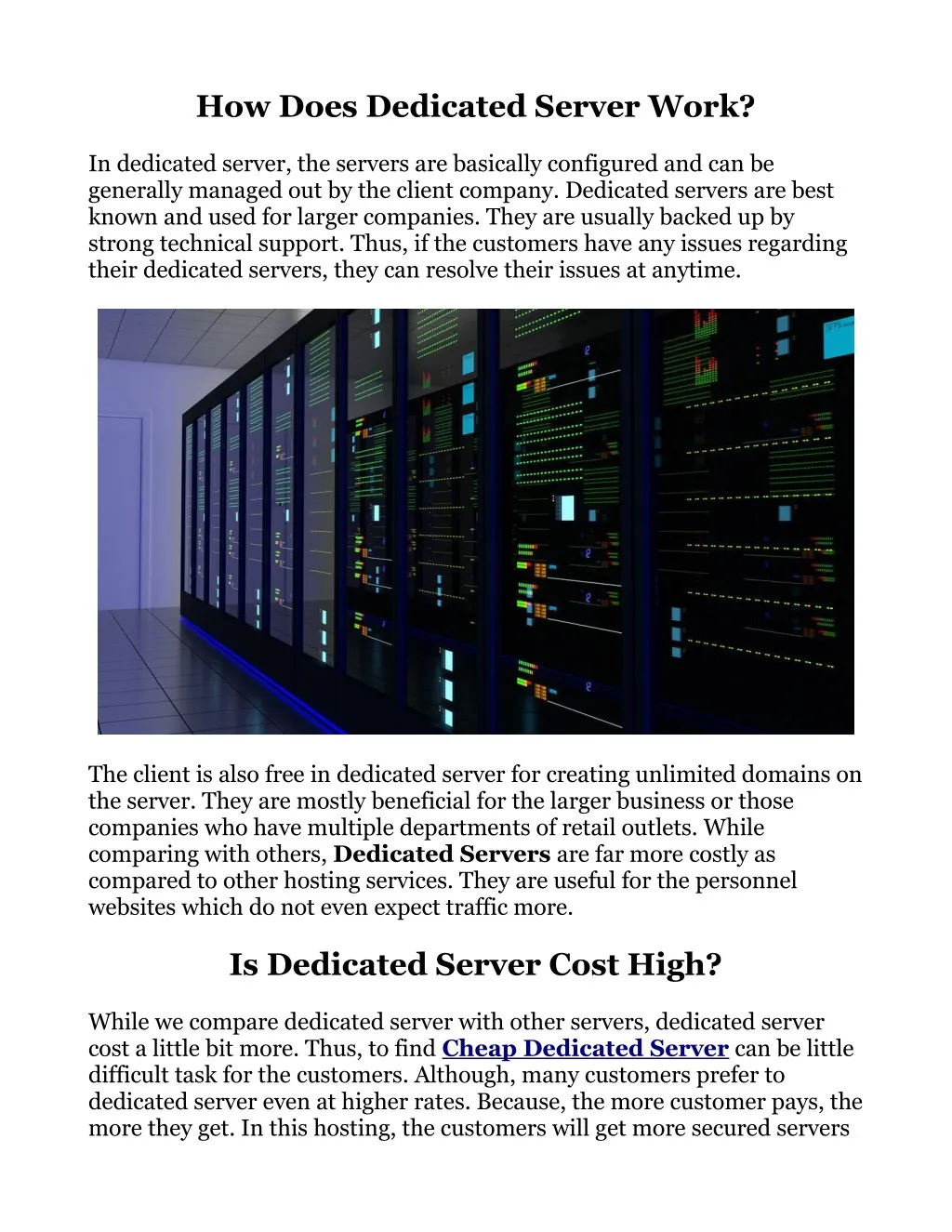 how does dedicated server work