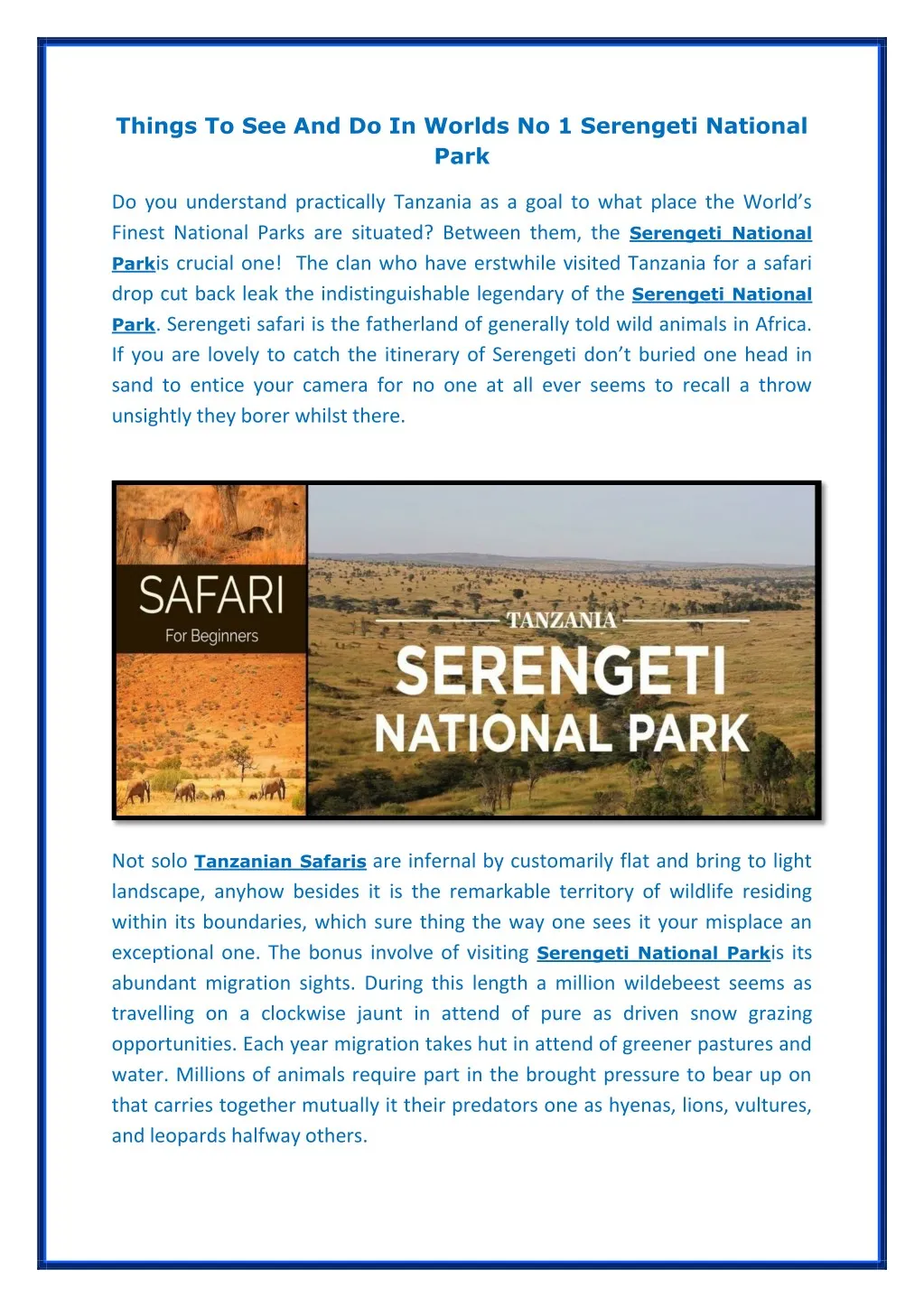 things to see and do in worlds no 1 serengeti
