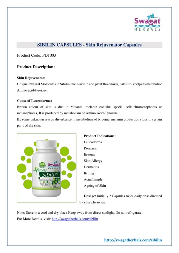 Siblin Capsules - Skin Rejuvenator Ayurvedic Capsules Online