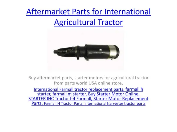 International Farmall tractor replacement parts