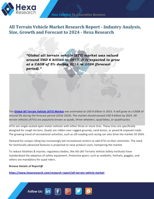 Global All Terrain Vehicle Industry Research Report