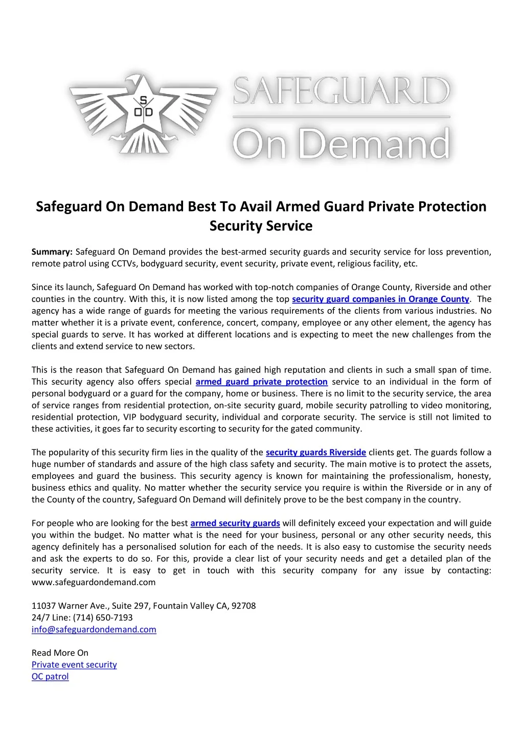 safeguard on demand best to avail armed guard