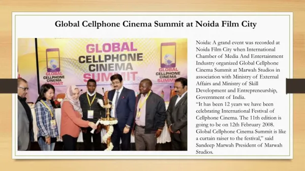 Global Cellphone Cinema Summit at Noida Film City