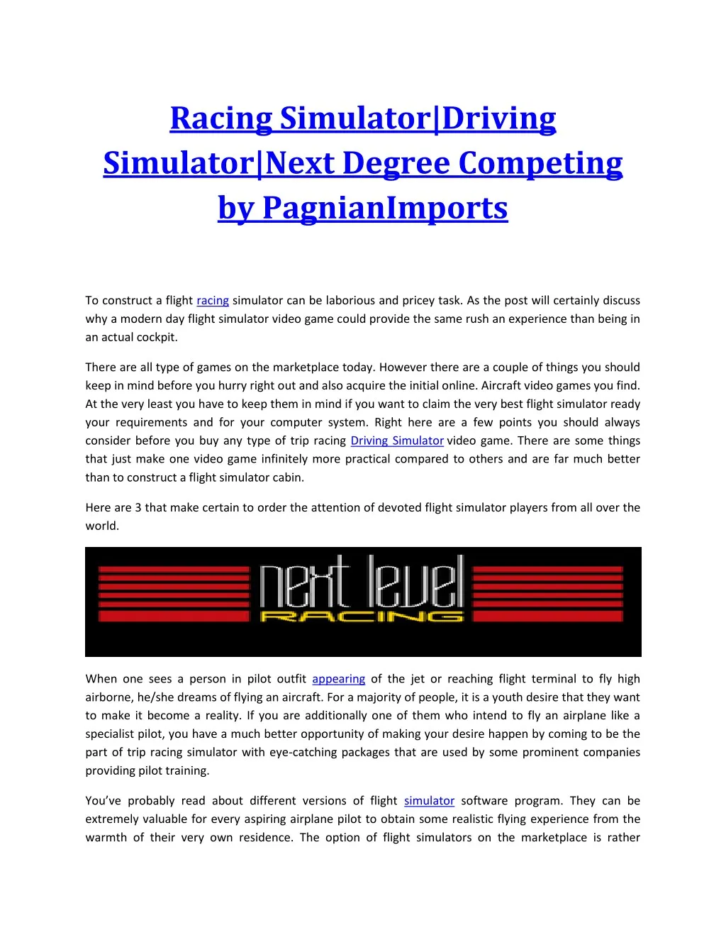 racing simulator driving simulator next degree