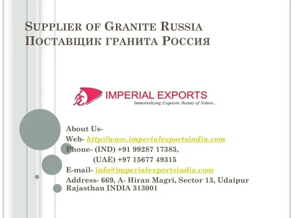 Supplier of Granite Russia