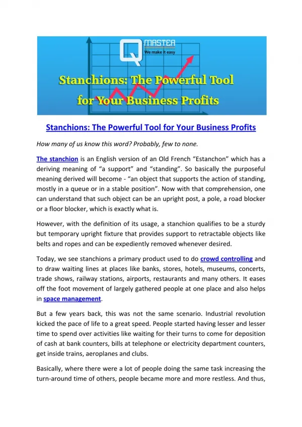 Stanchions: The Powerful Tool for Your Business Profits